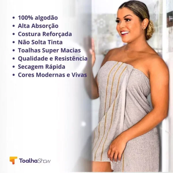Jogo de Toalhas 5 Peças (2 Banho + 2 Rosto Dubai + 1 Tapete Antiderrapante) - Image 7